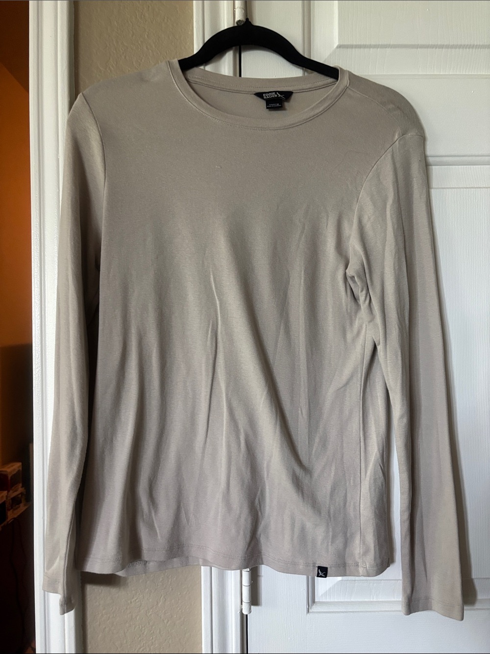 Eddie Bauer Long Sleeve Crewneck Top in Taupe